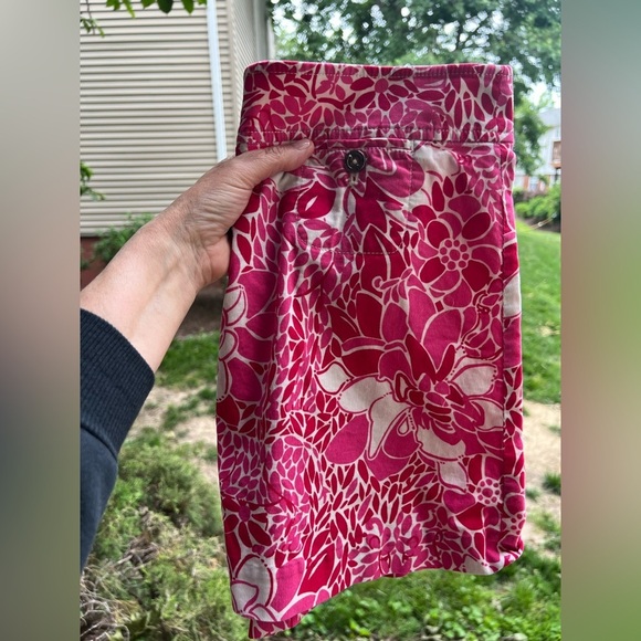 Vintage 90s Lilly Pulitzer pink white floral corduroy mini skirt sz 8 preppy - Picture 3 of 8